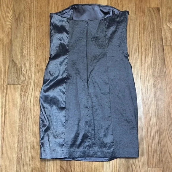 Jessica McClintock | silver gray ruched mini‎ semi-formal dress 6/8/10 strapless - Picture 4 of 7